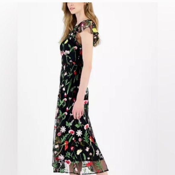Sam Edelman Women's Fresh Cut Embroidery Cold Shoulder Midi Dress NWT size 10 - Picture 2 of 14